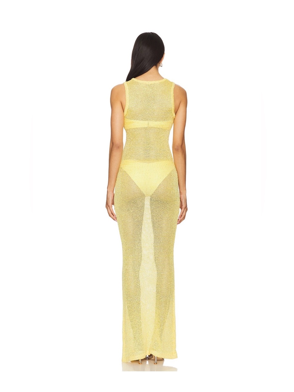 Revolve Sheer Yellow Knit Maxi Dress - Picture 3 of 3